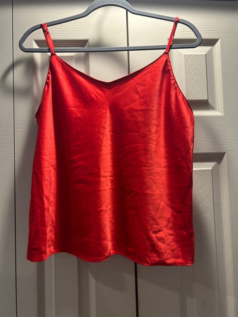 Red Satin Cami Top with Adjustable Straps